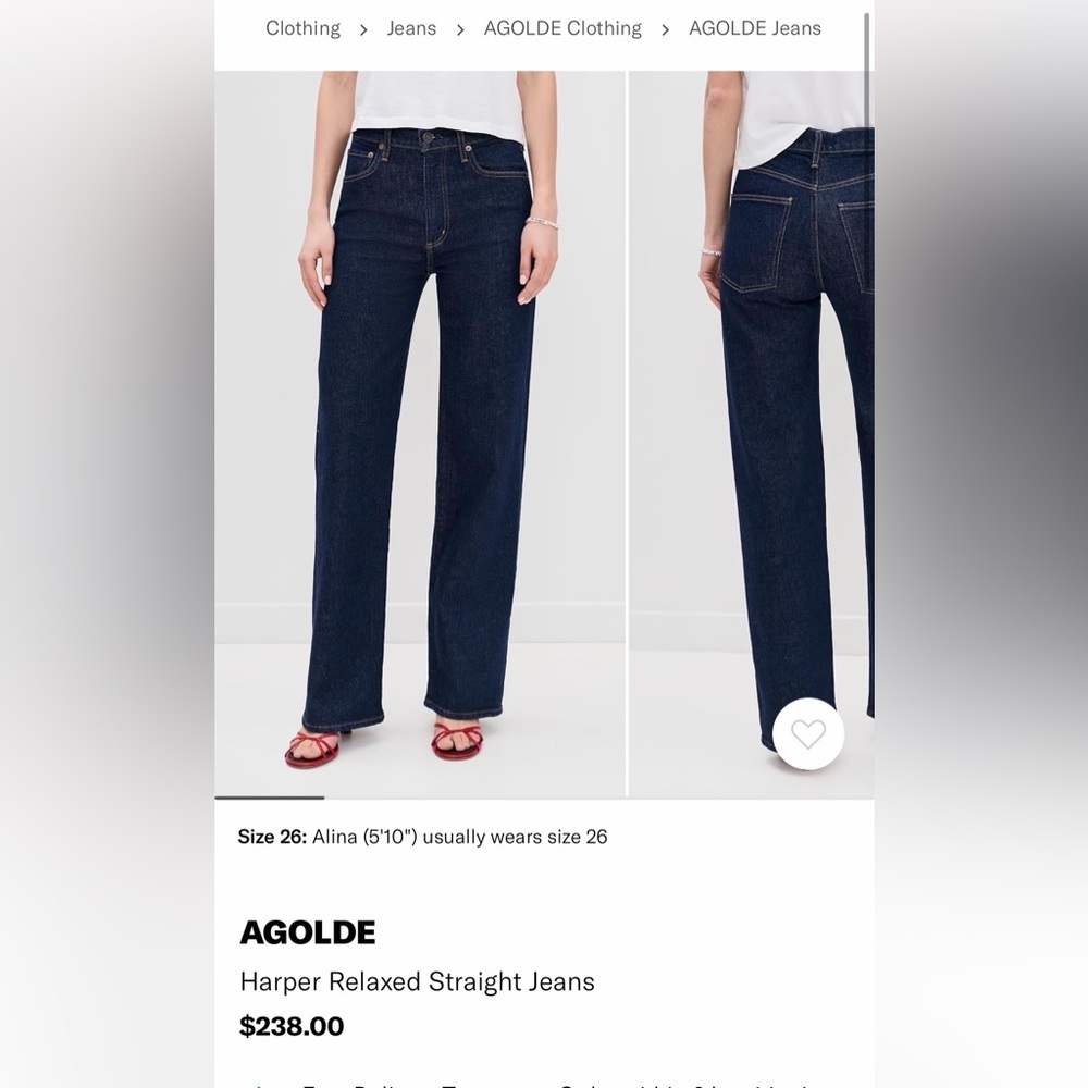 AGOLDE Harper Relaxed Straight Jeans in Dark Indigo 27